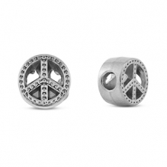 Perles en acier inox signe de paix Argenté