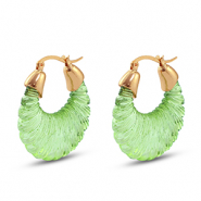 Boucles d'oreilles résine tendance ovale Doré-transparent vert