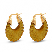 Boucles d'oreilles résine tendance ovale Doré-transparent marron