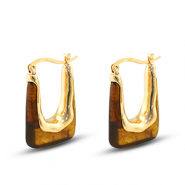 Boucles d'oreilles résine tendance rectangle Doré-transparent marron
