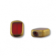 Perles en verre rectangle Rouge transparent-doré