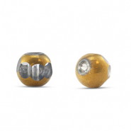 Perles en verre rond Gris transparent-doré