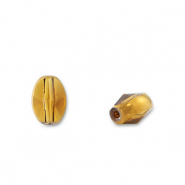 Perles en verre ovale Jaune transparent-doré