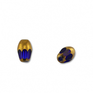 Perles en verre ovale Bleu transparent-doré
