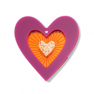 Pendentifs accroche-regard coeur Violet-orange-doré