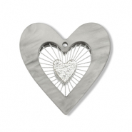Pendentifs accroche-regard coeur Gris-argenté