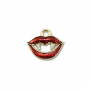 Breloques en métal bouche de vampire Doré-rouge