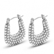 Boucles d'oreilles / puces en acier Inox avec imitations perles Argenté