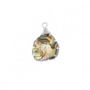 Pendentifs en r&eacute;sine avec imitation de coquille irr&eacute;gulier Argent&eacute;-Vert oc&eacute;an