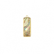 Pendentifs en r&eacute;sine avec imitation de coquille rectangle Dor&eacute;-taupe