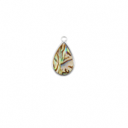 Pendentifs en r&eacute;sine avec imitation de coquille ovale Argent&eacute;-taupe