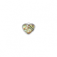 Pendentifs en r&eacute;sine avec imitation de coquille coeur Argent&eacute;-Vert oc&eacute;an