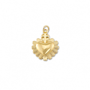 M&eacute;tal TQ laiton breloques coeur avec croix Dor&eacute;