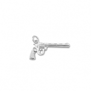M&eacute;tal TQ laiton breloques revolver Argent&eacute;