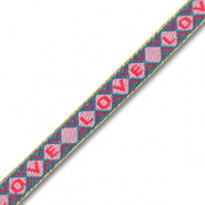 Ruban texte "Love" Bleu turquoise-rose-rouge-dor&eacute;