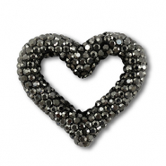 Perles bohème coeur Anthracite