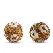 Perles bohème rond Taupe brown-blanc