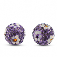 Perles bohème rond Violet foncé-blanc