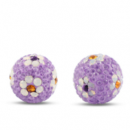 Perles bohème rond Violet-blanc