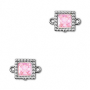 Connecteurs en acier Inox zirconium carré Argenté-rose clair