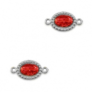 Connecteurs en acier Inox zirconium ovale Argenté-rouge