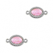 Connecteurs en acier Inox zirconium ovale Argenté-rose clair