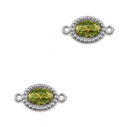 Connecteurs en acier Inox zirconium ovale Argenté-vert lime
