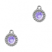 Breloques en acier Inox zirconium rond Argenté-violet