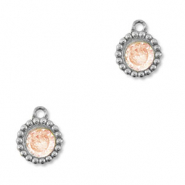 Breloques en acier Inox zirconium rond Argenté-orange clair