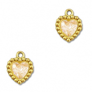 Breloques en acier Inox zirconium coeur Doré-orange clair