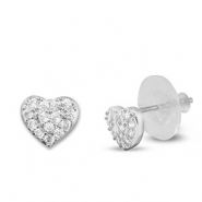 Métal TQ laiton boucles d'oreilles / puces d’oreilles zirconium cœur Argenté