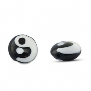 Perles en verre peintes à la main Yin & Yang Noir-blanc
