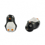 Perles en verre peintes à la main pingouin Noir-blanc