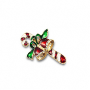 Broches sucre d'orge avec cloches de Noël Doré-rouge-vert-blanc