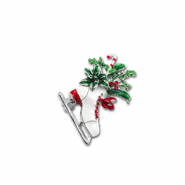 Broches patin à glace avec décoration de Noël Argenté-blanc-vert