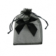 Sachet à bijoux en organza avec nœud Noir