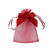 Sachet à bijoux en organza avec nœud Rouge