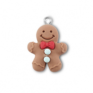 Pendentifs en r&eacute;sine bonhomme pain d'&eacute;pices Marron-rouge-bleu