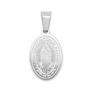 Breloques en acier Inox ovale religieuse Argent&eacute;
