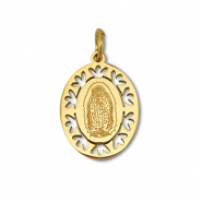 Breloques en acier Inox ovale religieuse Dor&eacute;