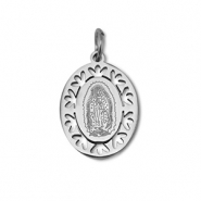 Breloques en acier Inox ovale religieuse Argent&eacute;