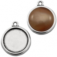 Métal DQ serti 1 anneau pour cabochon 12mm Argenté antique (sans nickel)