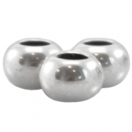 M&eacute;tal DQ boule 6x4mm Argent&eacute; antique (sans nickel)