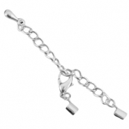 Chaînette d'extension en métal DQ avec fermoir mousqueton et clip 2mm argenté antique (sans nickel)