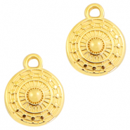 Breloques en m&eacute;tal DQ rond 11x9mm dor&eacute; (sans nickel)