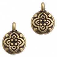 Breloques en m&eacute;tal DQ avec fleur Bronze antique (sans nickel)