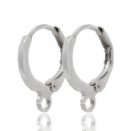 Apprêts en métal DQ boucles d'oreilles dormeuses avec anneau argenté antique (sans nickel)