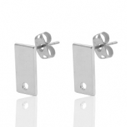 Apprêts en métal DQ puce d'oreille rectangulaire 6x12mm Argenté antique (sans nickel)