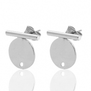 Apprêts en métal DQ puce d'oreille barre avec cercle 20x14mm Argenté antique (sans nickel)