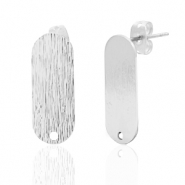Appr&ecirc;ts en m&eacute;tal DQ puce d'oreille ovale avec anneau Argent&eacute; antique (sans nickel)